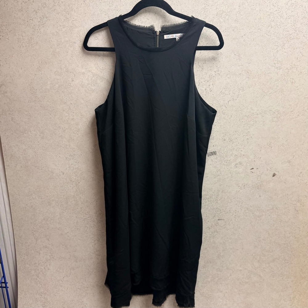 Rachel Rachel Roy 1x Plus Women Black Eye Lash Trim Cocktail Gold Zipper Dress